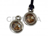 Zamak/SWAROVSKI Pendant. 17x11mm Coin. Silver-Golden Shadow. Inn.2mm