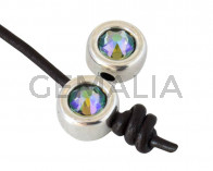 Zamak/SWAROVSKI slider. 12mm Coin. Silver-Paradise Shine. Inn.3mm 