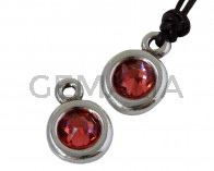 Zamak and SWAROVSKI Pendant. 17x11mm Coin. Silver-Padparadscha. Inn.2mm