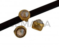 SWAROVSKI and Zamak Slider. 6x4mm coin. Gold-Golden Shadow. Inn.3x2mm