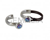 SWAROVSKI and Zamak Half bracelet. 20mm. Silver-Burgundy Delite. Inn.10x5mm.