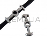 Zamak slider. 27x8mm. Silver. Inn.5x2mm