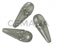 Resin/Swarovski. 12x30mm. Grey. Inn.2mm. Best Quality.