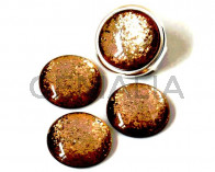 Resin. Cabochon. 20mm. Glittering light brown. Best Quality.