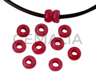 Resin rondell 6.5x6.5x4mm. Opaque Fuchsia. Inn.3mm aprox. Best Quality.