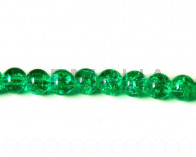 Glass Beads. Crackle. Round, 8mm. Emerald. 32Inch Strand.