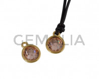 Swarovski and metal pendant coin 9x5x9.5mm. Gold-Light Peach. Inn1.8mm