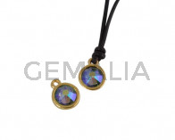 Swarovski and metal pendant coin 9x5x9.5mm. Gold-Paradishine. Inn1.8mm