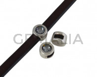 SWAROVSKI and Zamak Slider. 8mm coin. Silver-SilverNight. Inn.5x2mm