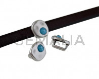 SWAROVSKI and Zamak Slider. Coin 8.3x8x8mm. Silver-Azure Blue. Inn.5x2.5mm