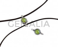 Swarovski and metal connector 10x5mm. Silver-Lime.Inn.2m
