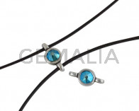 Swarovski and metal connector 10x5mm. Silver-Blue Zircon Shimmer.Inn.2m