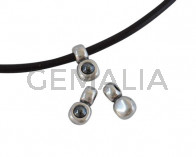 SWAROVSKI and metal pendant. 13x7mm. Silver-Jet Hematite Pearl. Inn.3mm