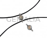 Swarovski and metal connector 10x5mm. Silver-Light Grey Delite.Inn.2m