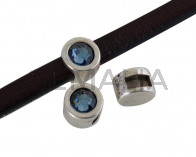 SWAROVSKI and Zamak Slider. 8mm coin. Silver-Denim Blue. Inn.5x2mm