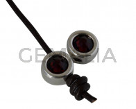 SWAROVSKI and Zamak slider. 12mm Coin. Silver-Burgundy. Inn.3mm 