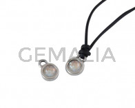 Swarovski and metal pendant coin 6.5x6.5mm. Silver-Light Grey Delite. Inn1.8mm