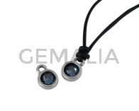 Swarovski and metal pendant coin 6.5x6.5mm. Silver-Denim Blue. Inn1.8mm