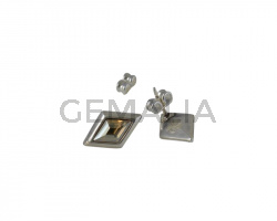 Swarovski and Zamak earring. Rhombus 16x10mm. Silver-Golden Shadow.