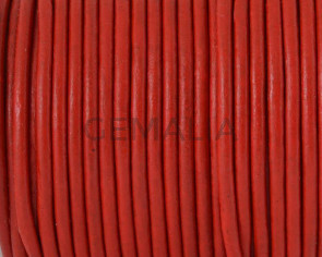 Round leather Cord. 2.5mm. Red.