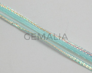 Ribbon&wire. 7mm. Sea blue. Best Quality.