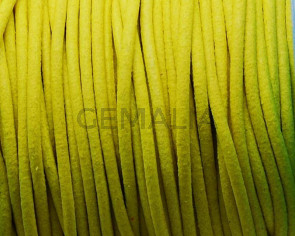 Round leather Cord. 2mm. Fluorescent yellow. Best Quality.