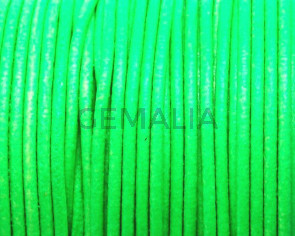 Round leather Cord. 2mm. Fluorescent green. Best Quality.