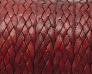 Bolo Braided Flat Leather Cord. 10x1.2mm. Dark red. Best Quality.