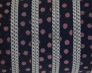 Flat Leather cord with chain. 10x2mm.Moles.Navy blue-pink.Best Quality