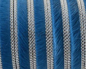 Colored cow hair Flat leather cord. With chain. 10x1.5mm. Turquoise-silver.Best Quality