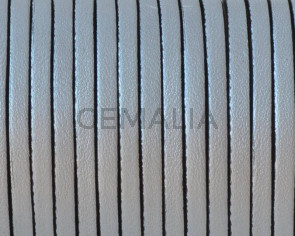 Flat Leather cord. 3x1.5mm. Metalic silver2 & Black.Best Quality