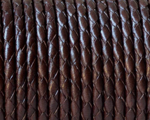 Bolo Braided Round Leather Cord. 3mm.Dark brown. Best Quality.
