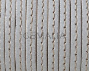 Flat Stitched leather cord. 5x1.5cm. White. Best Quality
