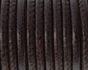 Round Stitched Leather cord. Duala. 5mm. Dark brown. Best Quality