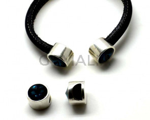 Zamak. Ending. Coin. Silver color-montana strass.