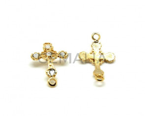 Zamak. Cross-strass. 34x28mm. Gold-crystal strass. Inn.4mm