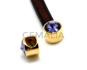 Zamak/Swarovski. Ending for Regaliz. Coin. Gold-Tanzanite. Inn.10x6mm.