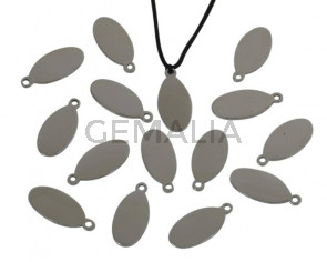 Stainless steel 304. Pendant. Oval. 8x18x1mm. Silver. Inn.1.5mm.