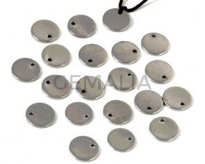 Stainless steel 304. Pendant. Coin. 8x1mm. Silver. Inn.0.5mm.