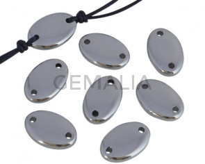 Stainless steel 304. Connector. Oval. 18x11.8x3.8mm. Silver.Inn.1.8mm.
