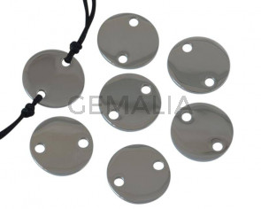 Stainless steel 304. Connector. Coin. 13x13x1mm. Silver. Inn.2mm.