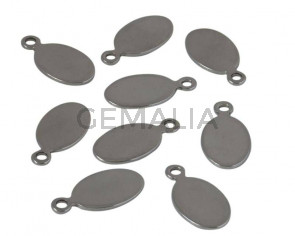 Stainless steel 304. Pendant. Oval. 20x10x1mm. Silver. Inn.2mm
