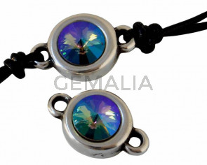 Zamak/SWAROVSKI connector. 20x12mm. Silver. Paradise Shine