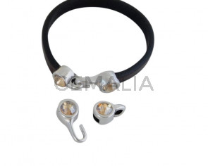 SWAROVSKI clasp with end cap. 2 pieces set 6x15mm-6x11mm. Silver-Golden Shadow. Inn.5x2mmSWAROVSKI clasp with end cap. 2 pieces set 6x15mm-6x11mm. Silver-Golden Shadow. Inn.5x2mm