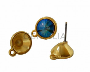 Zamak earring with ring. 10.2x12.9mm. No stone. For Swarovski SS39. Gold. Inn.1.3mm