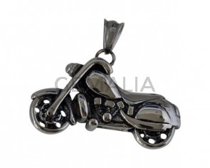 Stainless steel 316L. Motorcycle pendant. 43x27x8mm. Silver. Inn.5x8mm