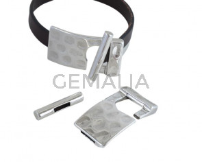 Zamak clasp. 42x22mm/28x5mm. Plateado. Inn.10x2mm