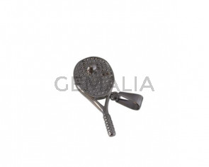 Badminton Racket pendant. Stainless Steel 304. 35x16x5mm. Plateado. Inn.4x9mm