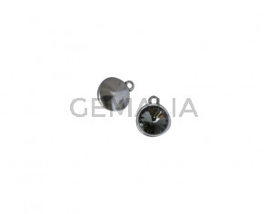 Swarovski and Zamak pendant coin 13mm. Silver-Black Diamond. Inn. 1mm.