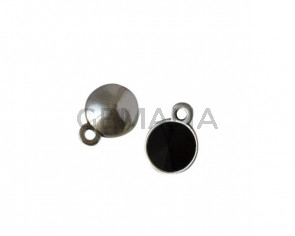 Swarovski and metal pendant 15mm. Silver-JET. Inn.2.5mm